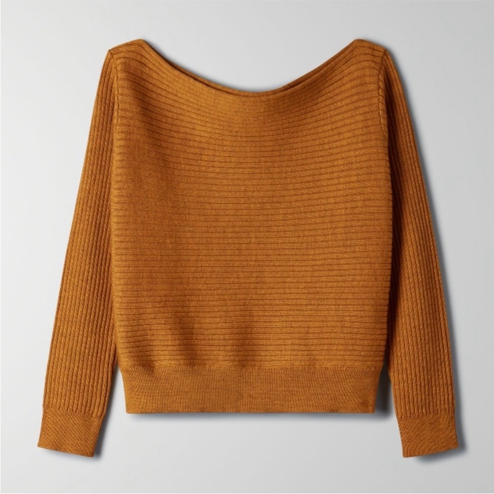 Aritzia Babaton Merino Wool Luc Ribbed Knit Boatneck Sweater